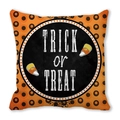 Trick or Treat Halloween pillow case with orange polka dot border and candy corn design - Orange Black Polka Dot Style (ZT360-35)