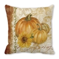 Thanksgiving watercolor pumpkin and sunflower throw pillow cover with a rustic barn design - Realistic Pumpkin Sunflower Style (1)