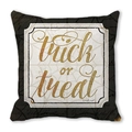 Halloween Trick or Treat square pillowcase in peach skin fabric with gold vintage lettering - Vintage Black Frame Slogan Style (ZT360-36)
