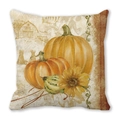Close-up of rustic pumpkin and sunflower print on Thanksgiving peach skin pillowcase - Rustic Pumpkin Barn Style (2)