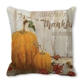 Détail de la housse de coussin de Thanksgiving avec citrouilles et texte Grateful - Style Action de Grâce Citrouille Feuille Érable (5)