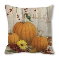 Gros plan sur l'imprimé citrouilles Harvest et tournesols sur housse de coussin - Style Citrouille Artistique Harvest (8)
