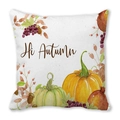 Detail of watercolor pumpkin and grape pattern on Hi Autumn peach skin pillowcase - 18x18 Inch / Hi Autumn Pumpkin Grape Style (10)