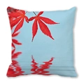 Peach skin pillowcase featuring red autumn maple leaves reflection on blue water surface - 21