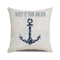 Housse de coussin beige motif ancre Family Is Your Anchor pour décoration de canapé - Design Floral Ancre Marine (1)