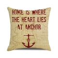 Détail d'une housse de coussin en coton et lin avec motif ancre nautique et cœur vintage - Carte Vintage Ancre Cœur (3)