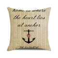 Détail d'une housse de coussin nautique avec motif ancre et texture lin à chevrons jaunes - Chevron Jaune Nautique Inspirant (2)
