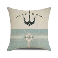 Détail de housse de coussin nautique avec motif ancre et texte Ocean Lover - Boussole Ancre Beige Bleu (4)