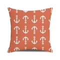 Détail du tissu en toile corail durable avec des motifs d'ancres marines sur la housse de coussin - Orange Corail Ancre Blanche (7)