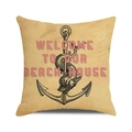Gros plan de l'ancre et du monstre marin sur une housse de coussin nautique - Monstre Marin Khaki Ancre Vintage (9)