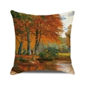Square autumn forest landscape cushion cover with impressionist oil painting style - Impression Red Orange Forest (29) / 45x45cm