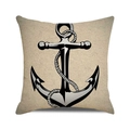 Détail du motif d'ancre nautique et corde sur la texture de la housse de coussin - Sérigraphie Noir Blanc Gris Ancre (14)