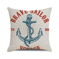 Détail de l'imprimé ancre marine sur housse de coussin en lin carrée avec style vintage - Vintage Américain Brave Sailor (16)
