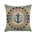 Détail du tissu en lin de la housse de coussin avec motif ancre et citation marine - Ancre pour l'Âme Rayure Rouge Bleu (19)