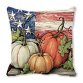 Housse de coussin rustique citrouilles d'automne et drapeau américain pour Thanksgiving - Style Citrouille Stars and Stripes (13)