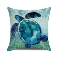 Watercolor sea turtle cushion cover with turquoise ocean motif for home sofa decor - Watercolor Cyan Green Turtle (ZX309-20) / 18x18 Inch / Turquoise Green