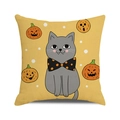 Detail des Halloween-Kissenbezugs mit Cartoon-Katze und orangefarbenen Kürbissen - Kürbis und Schwarze Katze Ensemble (3)