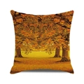 Golden autumn forest landscape cushion cover with fall leaves and symmetrical tree design - Mirror Image Golden Forest (31) / 45x45cm