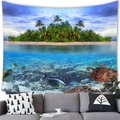 Detail of high-definition ocean island landscape printed on soft wall tapestry - Peach Skin / 150cmx100cm / Island Underwater World Style (4)