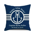 Housse de coussin nautique bleu marine avec ancre et texte personnalisé 50e anniversaire - Ancre Commémorative Anniversaire Marine (34)