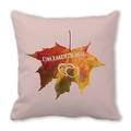 Pink Thanksgiving pillow cover with colorful maple leaf and unconditional text print - 25
