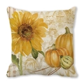 Housse de coussin en peau de pêche avec motif aquarelle tournesol citrouille automne - Style Citrouille Ferme Vintage (12)