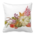 Watercolor pumpkin and maple leaf print autumn pillowcase on soft peach skin fabric - 18x18 Inch / Tricolor Watercolor Pumpkins Style (13)