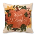 Housse de coussin citrouille aquarelle avec texte Give Thanks et feuilles d'automne sur beige - Style Citrouille Tournesol Give Thanks (14)