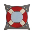 Detail eines quadratischen Kissenbezugs mit nautischem Rettungsring-Muster und Textur - Mottled Hand Painted Lifebuoy