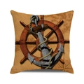 Detail eines nautischen Kissenbezugs mit realistischem Aufdruck von Steuerrad und Anker - Realistic Helm Anchor Style