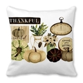 Thanksgiving pumpkin and floral pattern pillowcase with Thankful and Grateful text - 18x18 Inch / Thanksgiving Vintage Clock Pumpkin Style (14)