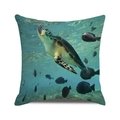 Watercolor sea turtle cushion cover with ocean world print on textured fabric - 18x18 Inch / Undersea World Green Turtle (ZX309-22)