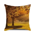 Fall forest landscape cushion cover with golden autumn trees and sunset scenery - Sunset Glow Autumn Forest (38) / 45x45cm