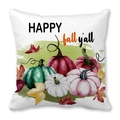 Watercolor pumpkin pillow cover with Happy Fall Y'all text for autumn home decor - 18x18 Inch / HAPPY Fall Y'all Multicolor Pumpkins Style (15)