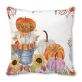 Housse de coussin aquarelle citrouille et tournesol pour décoration d'automne - Style Récolte Citrouille Aquarelle Automne (16)