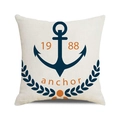 Housse de coussin ancre marine avec imprimé orange 1988 sur tissu nautique - Année 1988 Éléments Nautiques (23)
