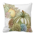 Peach skin pillow cover with watercolor green pumpkins and autumn floral design - 18x18 Inch / Autumn Pastoral Hydrangea Pumpkin Style (16)