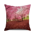 Square pillowcase featuring a vibrant pink cherry blossom forest landscape print - Beautiful Cherry Forest Style (39) / 45x45cm