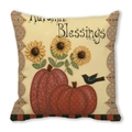 Taie d'oreiller automnale avec motif citrouilles rouges et fleurs de tournesol - Style Oiseau Tournesol Autumn Blessings (17)