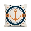 Housse de coussin beige carrée avec ancre orange et imprimé nautique de l'océan - Exploring Ocean Vintage Navy (24)