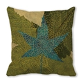 Peacock blue maple leaf cushion cover in watercolor style for home decoration - 33