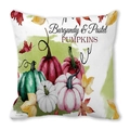 Square peach skin pillowcase with watercolor burgundy and pastel pumpkins with maple leaves - 18x18 Inch / Burgundy And Pastel Pumpkins Style (18)
