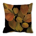 Watercolor autumn leaves pattern pillow case with maple foliage on black background - 34