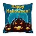 Halloween Kissenhülle mit schwarzen Kürbissen, Vollmond und Sternenhimmel Motiv für Sofas - Kürbis-Laternen-Gruppe Stil(1)
