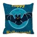 Detail des Happy Halloween Kissenbezugs mit süßem Cartoon-Fledermaus und Vollmond - Fledermaus Vollmond Stil(2)