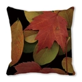 Fall maple leaf decorative pillow cover with watercolor foliage on black background - 36