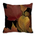 Fall maple leaves pattern on black peach skin fabric square pillow cover - 37