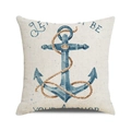 Nautischer Kissenbezug aus Leinen mit blauem Aquarell-Anker und Seil-Motiv - Aquarell Anker Textstil