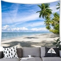 Tropical beach tapestry with ocean scenery and palm trees hanging above a sofa - 14 / 100x70(Short Plush)