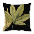 Square black cushion cover with artistic watercolor green maple leaf print for home decor - 38